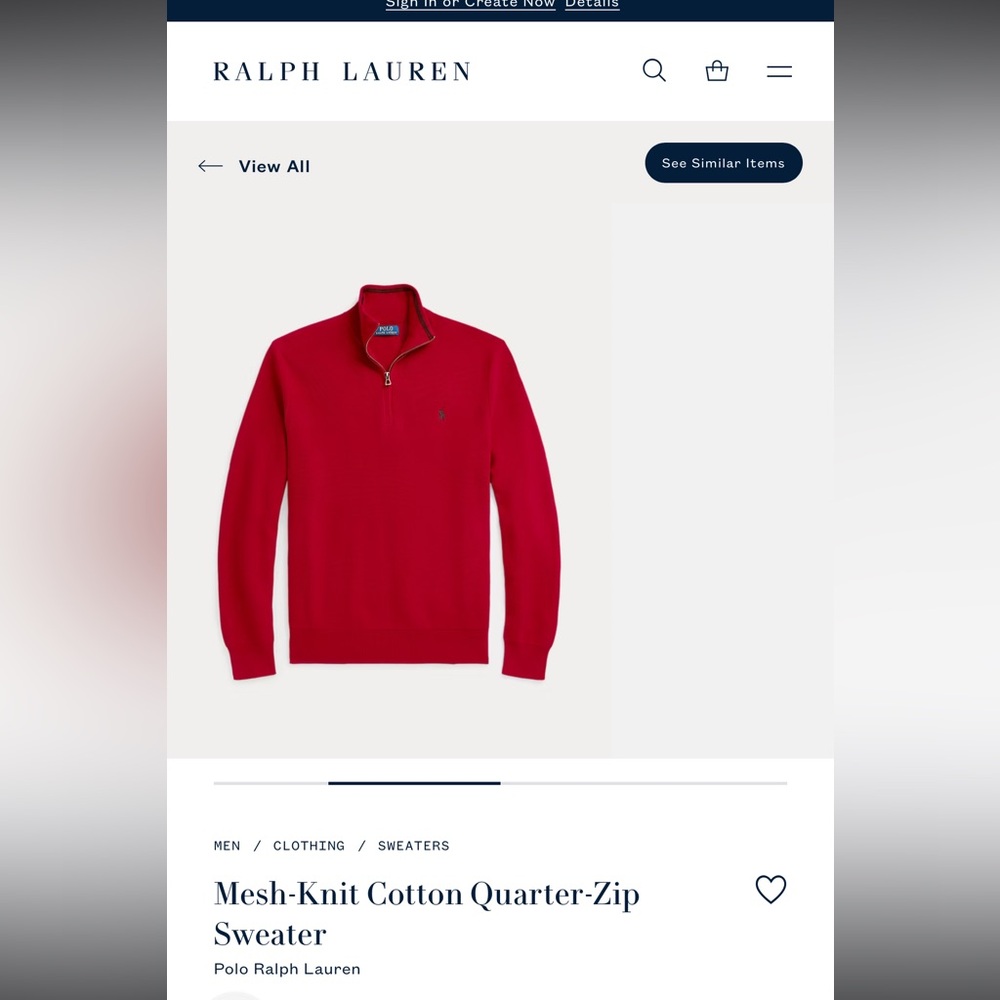 Polo Ralph Lauren Red Quarter-Zip Sweater